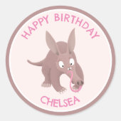 Sticker Rond Joli anniversaire personnalisé de l'araignée (Devant)