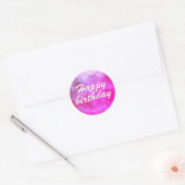 Sticker Rond Joli Anniversaire Rose Metallic Star Girly (Enveloppe)