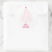 Sticker Rond Joli arbre rose moderne Joyeux Noël (Sac)