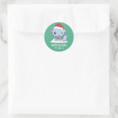Sticker Rond Joli Axolotl Père Noël Noël Neige hiver (Sac)