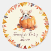 Sticker Rond Joli Baby shower Citrouille de chiot (Devant)