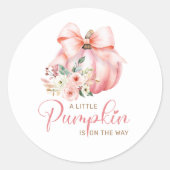 Sticker Rond Joli Baby shower Citrouille rose (Devant)