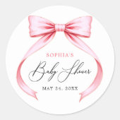 Sticker Rond Joli Baby shower de boîte Coquette Rose (Devant)