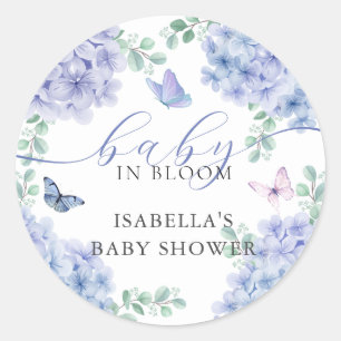 Sticker Rond Joli Baby shower de jardin fleuri Hydrangea