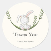 Sticker Rond Joli Baby shower de lapin en bois (Devant)