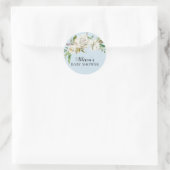 Sticker Rond Joli Baby shower floral blanc Enveloppe Sceau (Sac)