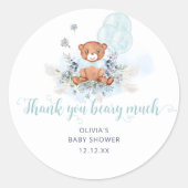Sticker Rond Joli Baby shower Garçon Teddy Bear (Devant)