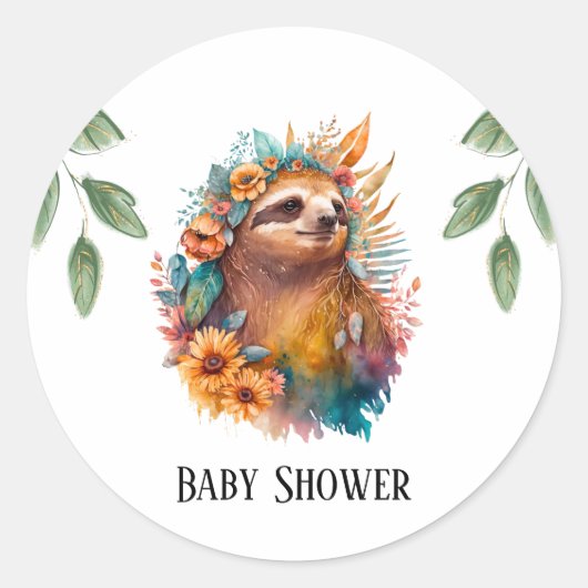 Sticker Rond Joli Baby shower Tropical (Devant)