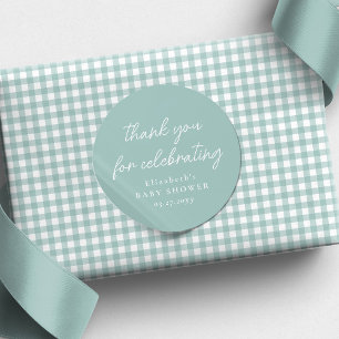Sticker Rond Joli baby shower turquoise simple merci