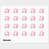 Sticker Rond Joli Ballet Rose Danse Cochon (Feuille)