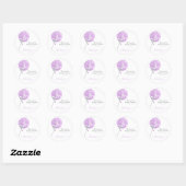 Sticker Rond Joli ballon floral violet - Remerciement pour Baby (Feuille)