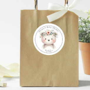 Sticker Rond Joli Bear Cub Baby shower Merci Favoriser