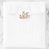 Sticker Rond Joli bébé lapin fleurs de lapin (Sac)