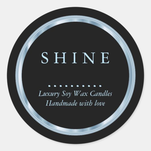 Sticker Rond Joli bébé métallique bleu et noir (Devant)