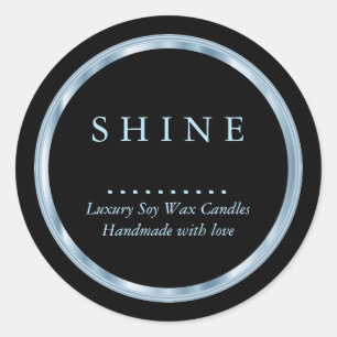 Sticker Rond Joli bébé métallique bleu et noir