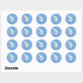 Sticker Rond Joli Blahaj bleu requin tenant Trans Coeur (Feuille)