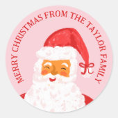 Sticker Rond Joli blanc rose rouge Joyeux Noël Père Noël (Devant)