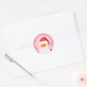 Sticker Rond Joli blanc rose rouge Joyeux Noël Père Noël (Enveloppe)