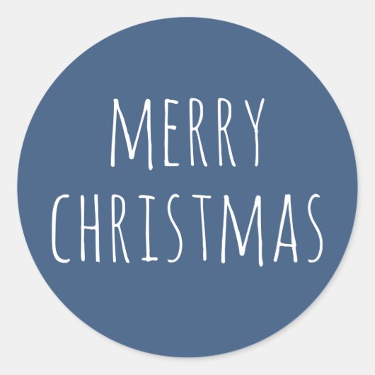 Sticker Rond Joli bleu ardoise d'hiver | Joyeuses Fêtes de Noël (Devant)