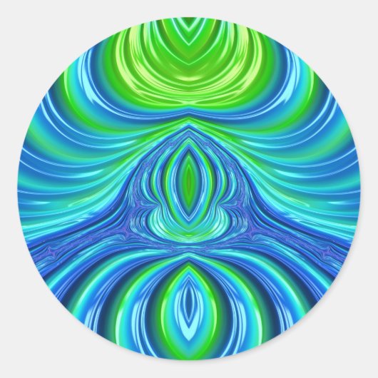 Sticker Rond ~ Joli bleu vert fractal ~ (Devant)