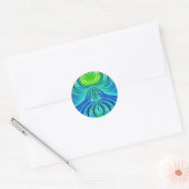 Sticker Rond ~ Joli bleu vert fractal ~ (Enveloppe)