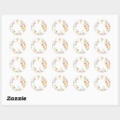 Sticker Rond Joli Boho Orange rose Aquarelle Fleurs sauvages (Feuille)