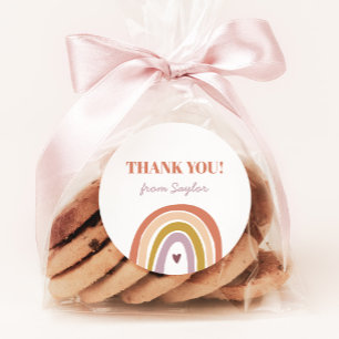 Sticker Rond Joli Boho Rainbow Blush Peach Anniversaire