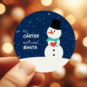 Sticker Rond Joli bonhomme de neige Cadeau de Noël pour enfants