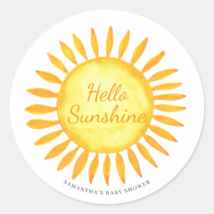 Sticker Rond Joli Bonjour Sunshine Genre Baby shower neutre