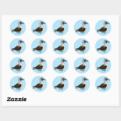 Sticker Rond Joli Booby à pieds bleus (Feuille)