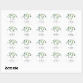 Sticker Rond Joli Botanique Vert Sage Vert Couple Mariage (Feuille)