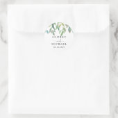 Sticker Rond Joli Botanique Vert Sage Vert Couple Mariage (Sac)