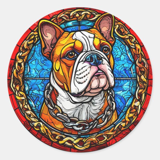 Sticker Rond Joli Bouledogue (Devant)