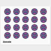 Sticker Rond ~ Joli brillant jaune bleu et rose fractal ~ (Feuille)