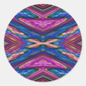 Sticker Rond ~ Joli brillant jaune bleu et rose fractal ~ (Devant)