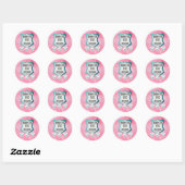 Sticker Rond Joli Bunco Dice rose Fille (Feuille)