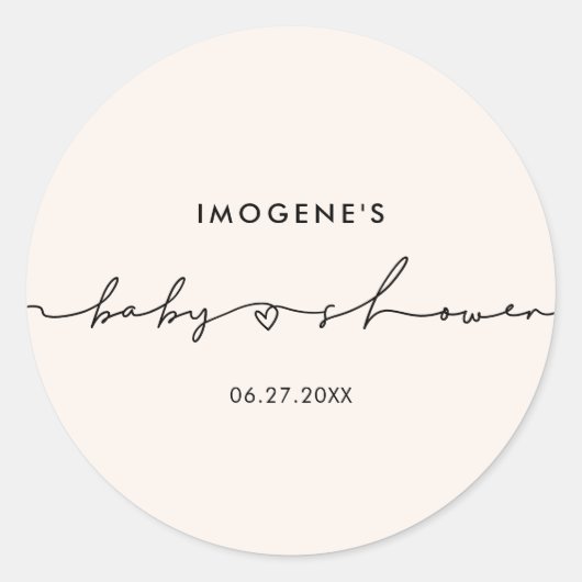 Sticker Rond Joli cachet d'enveloppe de Baby shower de script b (Devant)