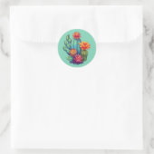 Sticker Rond Joli cactus en fleurs (Sac)