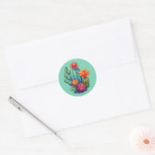 Sticker Rond Joli cactus en fleurs (Enveloppe)