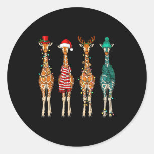 Sticker Rond Joli cadeau de Noël girafe drôle pour amateur d'an