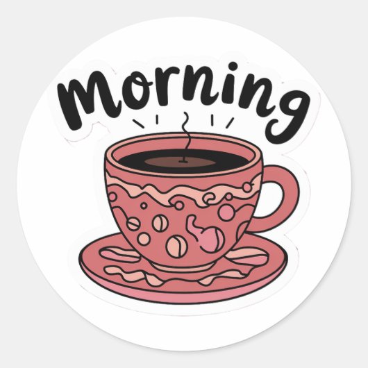 Sticker Rond Joli café bonjour (Devant)