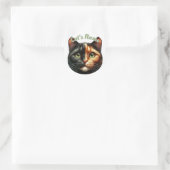 Sticker Rond Joli Calico Raccourci Chat plus Nom (Sac)
