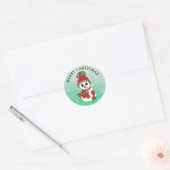 Sticker Rond Joli Cartoon Snowman Snowflake Noël (Enveloppe)