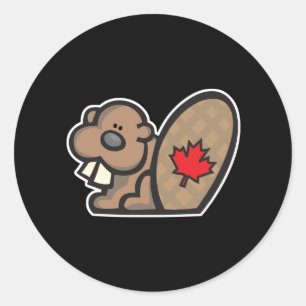 Sticker Rond joli castor canadien