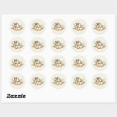Sticker Rond Joli Cerf Aquarellé Posé En Bas Boho (Feuille)