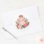 Sticker Rond Joli champignon axolotl (Enveloppe)