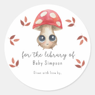 Sticker Rond Joli champignon - ex-libris, livres pour bébé
