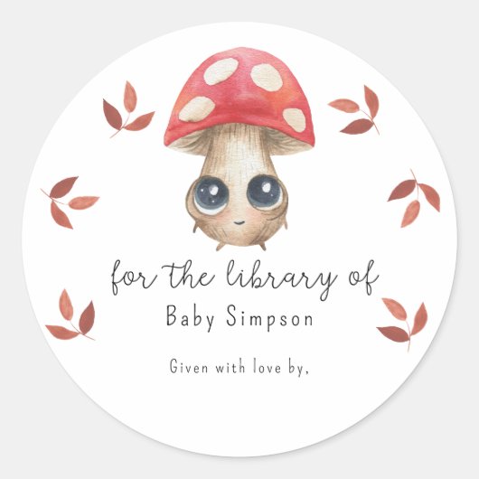 Sticker Rond Joli champignon - ex-libris, livres pour bébé (Devant)