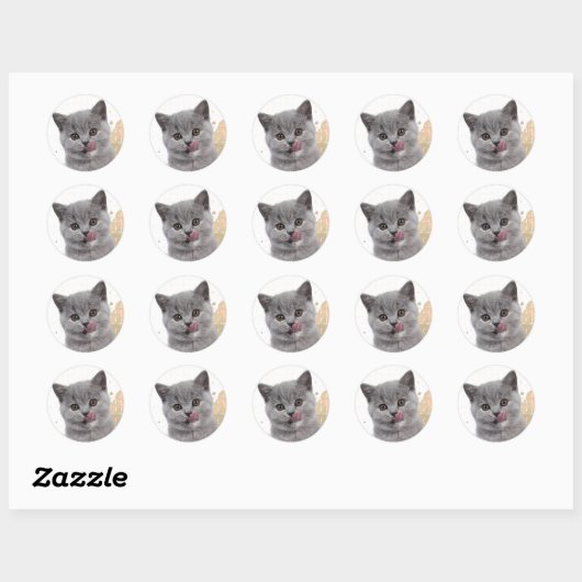 Sticker Rond Joli chat (Feuille)
