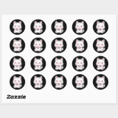 Sticker Rond Joli Chat Blanc (Feuille)